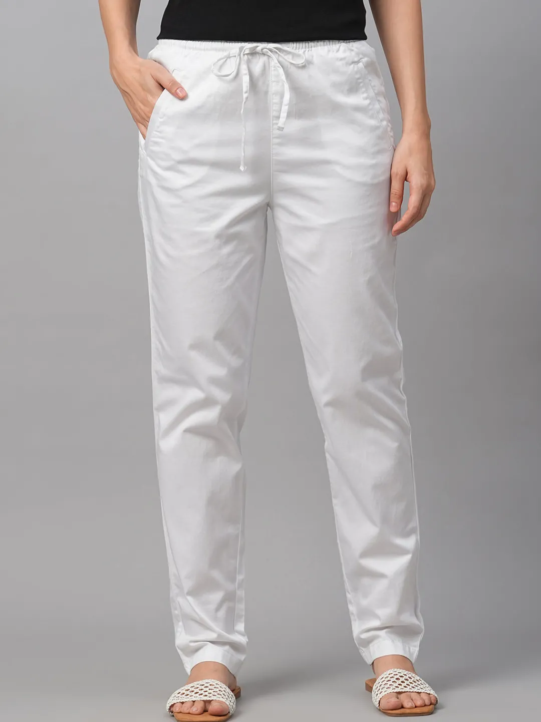 Women Cottonworld Trousers^Women's Cotton Lycra Regular Fit Pant
