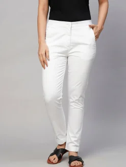 Women Cottonworld Trousers^Women's Cotton Lycra Slim Fit Pant