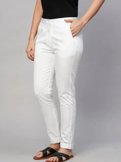Women Cottonworld Trousers^Women's Cotton Lycra Slim Fit Pant