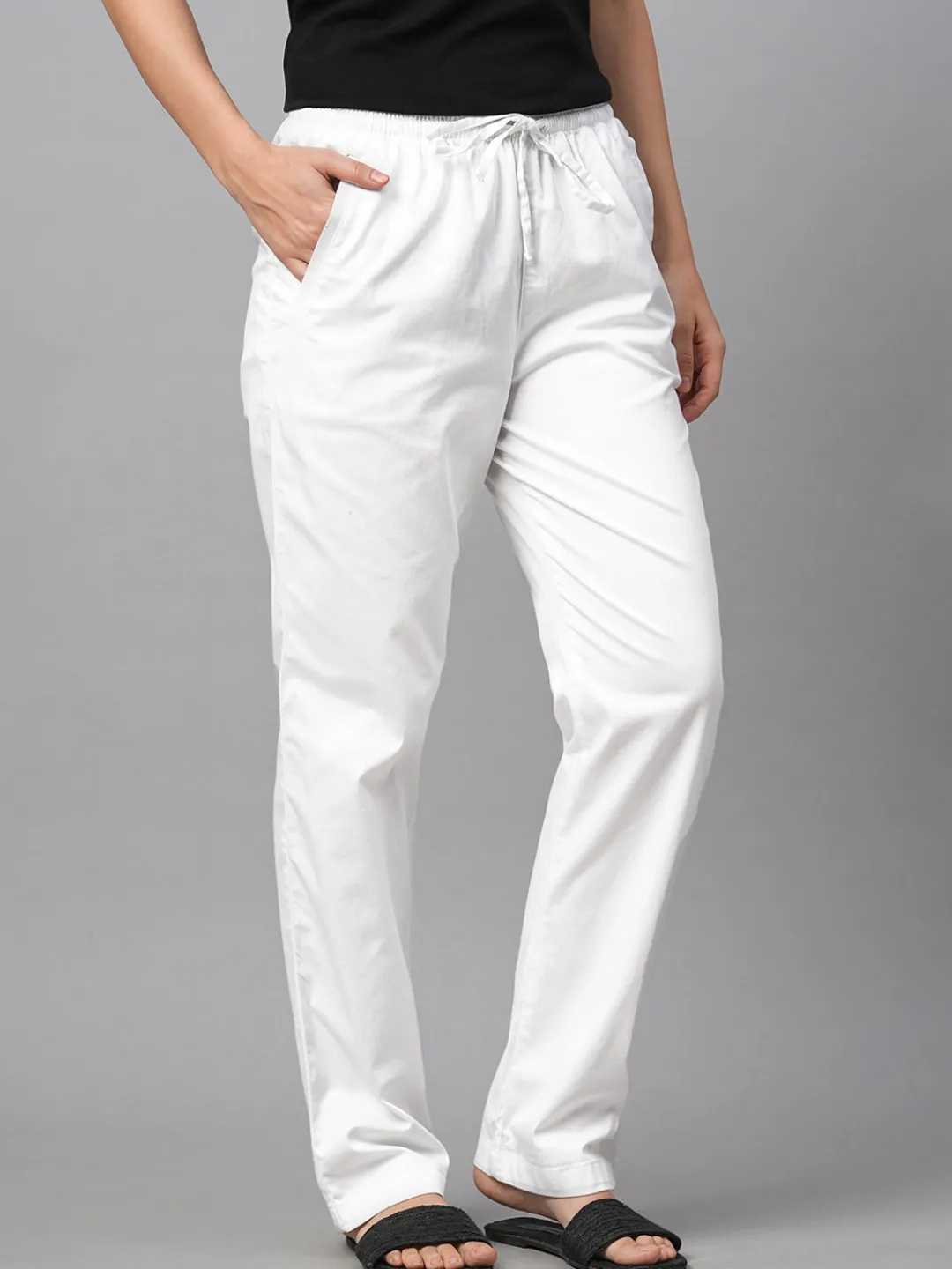 Women Cottonworld Trousers^Women's Cotton Lycra Regular Fit Pant