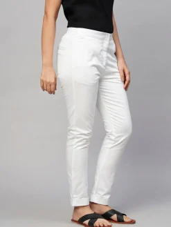 Women Cottonworld Trousers^Women's Cotton Lycra Slim Fit Pant