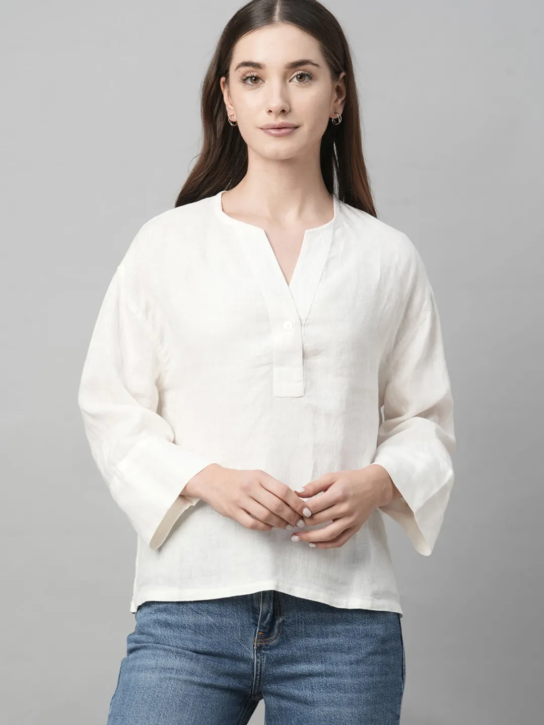 Women Cottonworld Tops & Shirts | Tops & Shirts^Women's Linen Boxy Fit Blouse