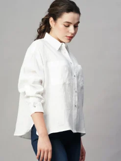 Women Cottonworld Tops & Shirts | Tops & Shirts^Women's Linen Boxy Fit Blouse