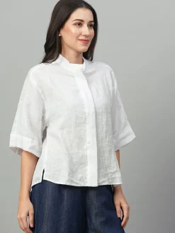 Women Cottonworld Tops & Shirts | Tops & Shirts^Women's Linen Boxy Fit Blouse