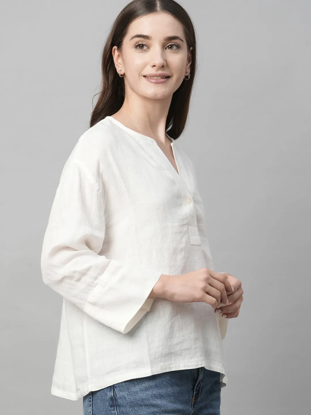 Women Cottonworld Tops & Shirts | Tops & Shirts^Women's Linen Boxy Fit Blouse