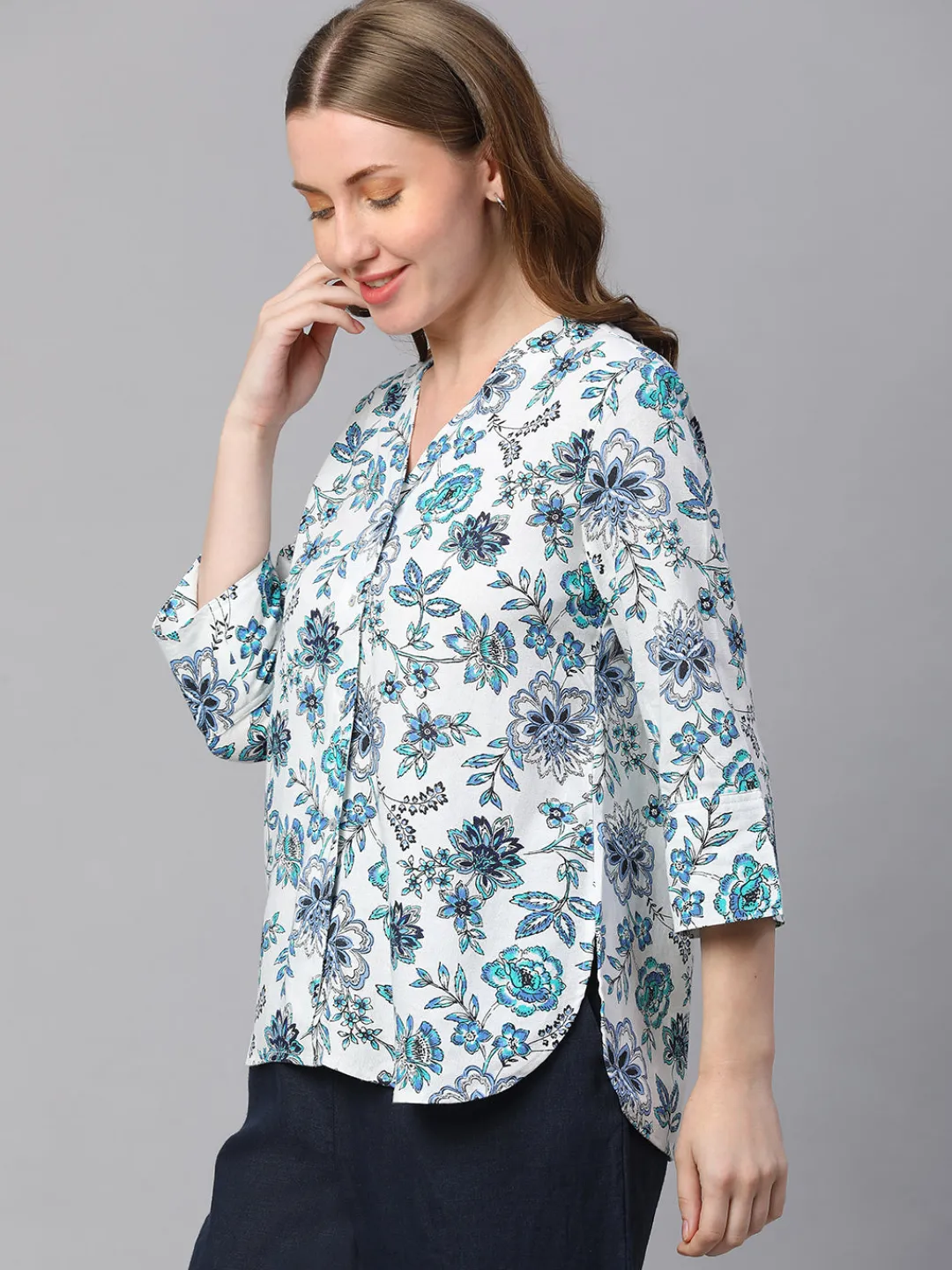 Women Cottonworld Tops & Shirts | Tops & Shirts^Women's Linen Cotton Regular Fit Blouse