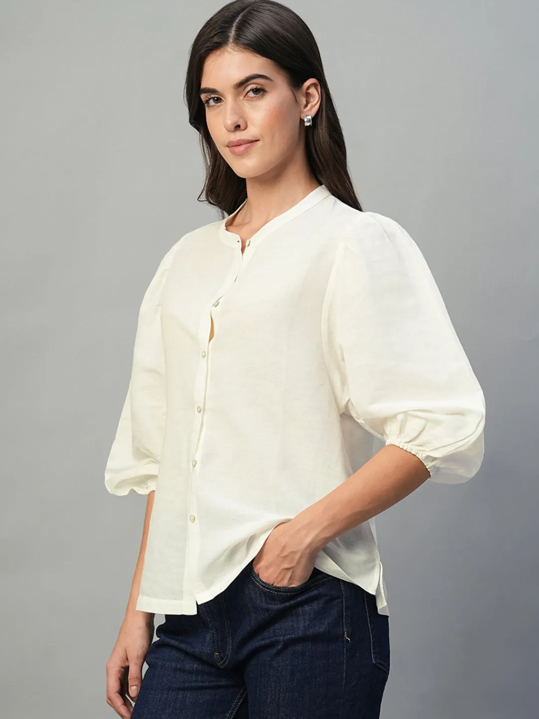 Women Cottonworld Tops & Shirts | Tops & Shirts^Women's Linen Cotton Regular Fit Blouse