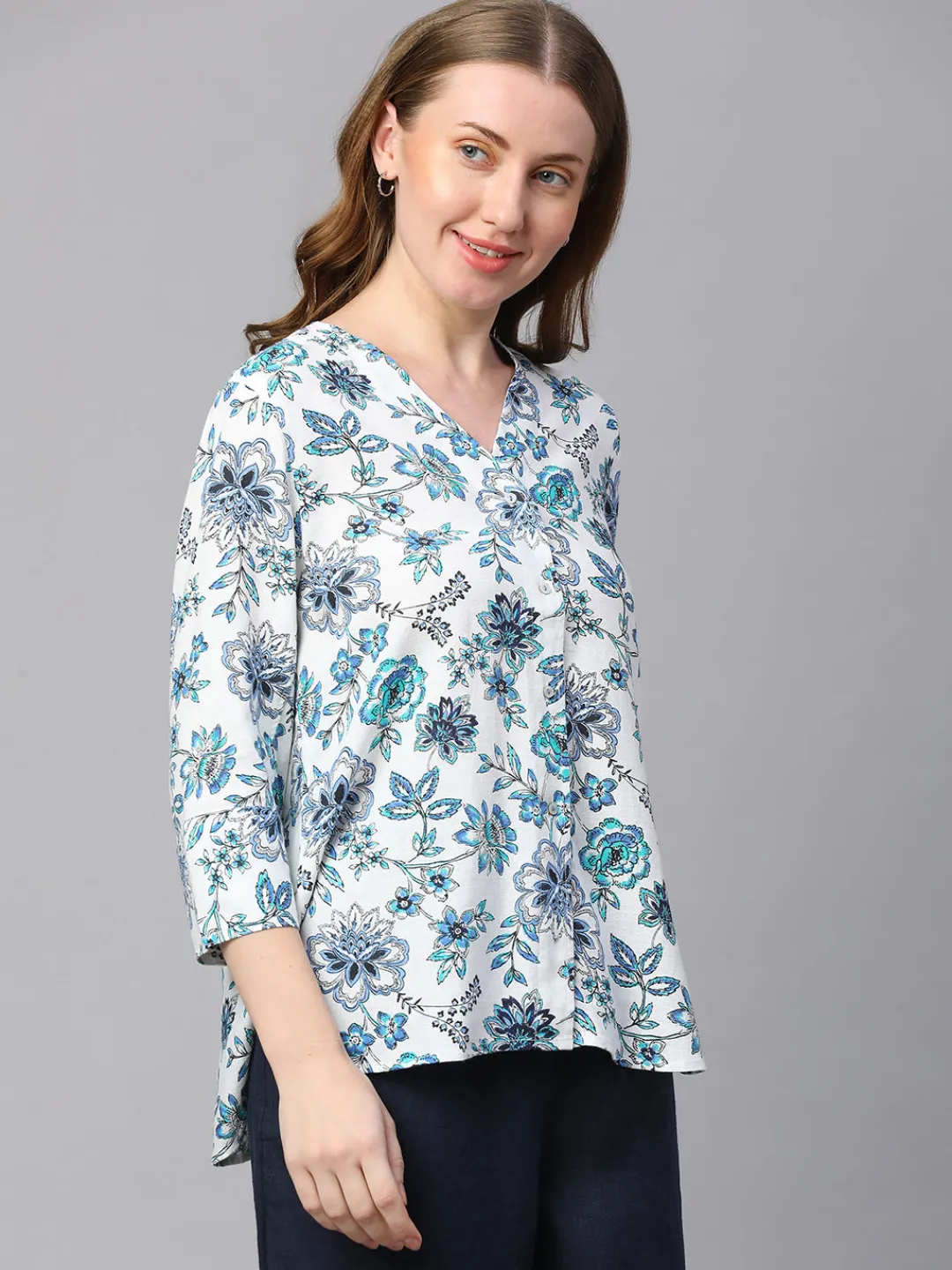 Women Cottonworld Tops & Shirts | Tops & Shirts^Women's Linen Cotton Regular Fit Blouse