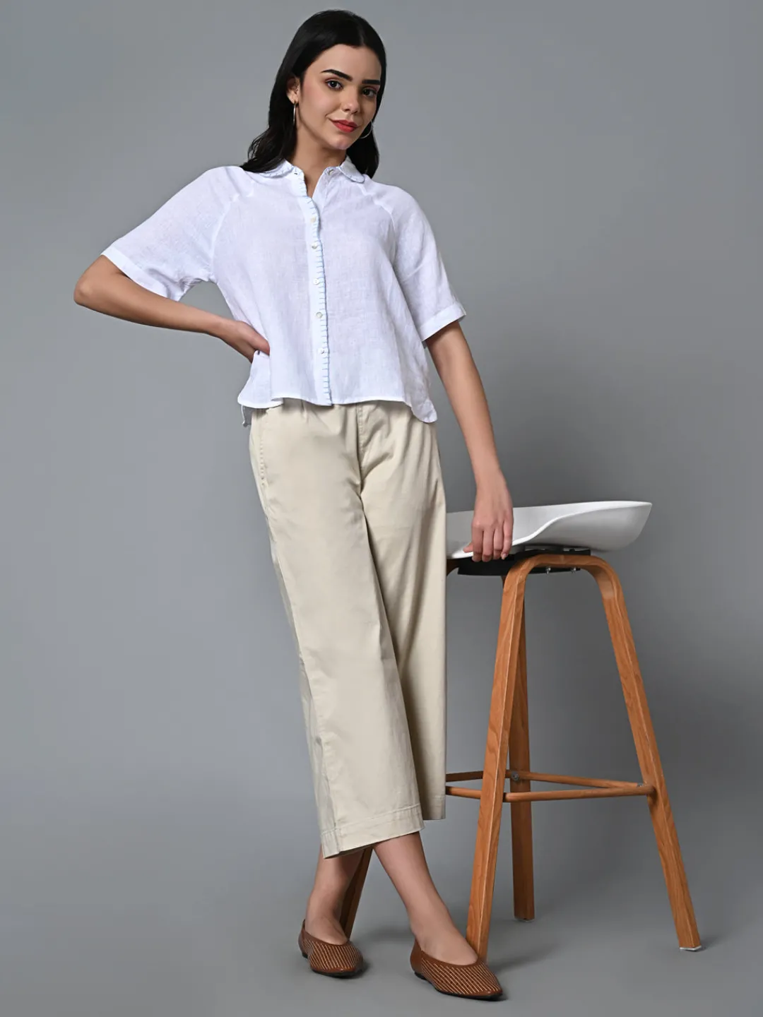 Women Cottonworld Tops & Shirts | Tops & Shirts^Women's Linen Excel Regular Fit Blouse