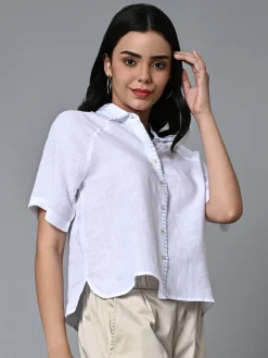 Women Cottonworld Tops & Shirts | Tops & Shirts^Women's Linen Excel Regular Fit Blouse