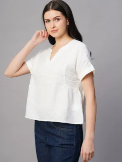 Women Cottonworld Tops & Shirts | Tops & Shirts^Women's Linen Excel Regular Fit Blouse