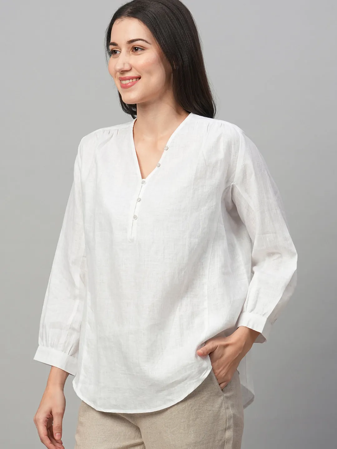 Women Cottonworld Tops & Shirts | Tops & Shirts^Women's Linen Loose Fit Blouse