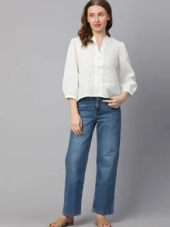 Women Cottonworld Tops & Shirts | Tops & Shirts^Women's Linen Regular Fit Blouse