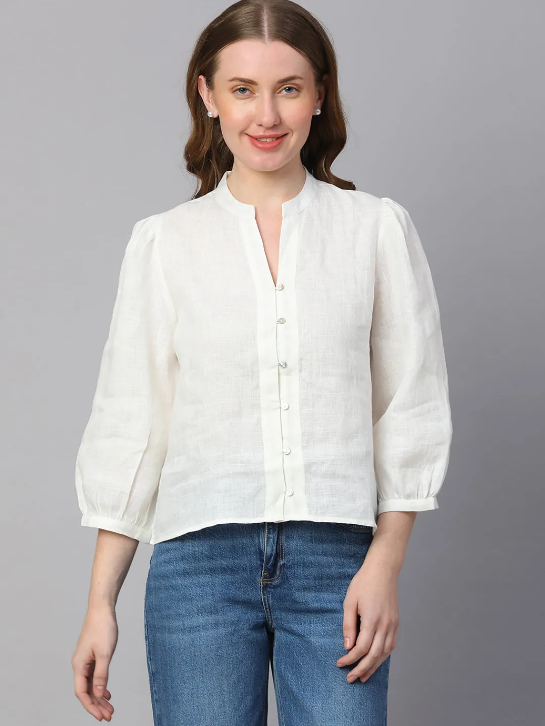 Women Cottonworld Tops & Shirts | Tops & Shirts^Women's Linen Regular Fit Blouse