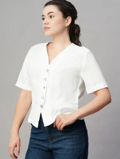 Women Cottonworld Tops & Shirts | Tops & Shirts^Women's Linen Regular Fit Blouse