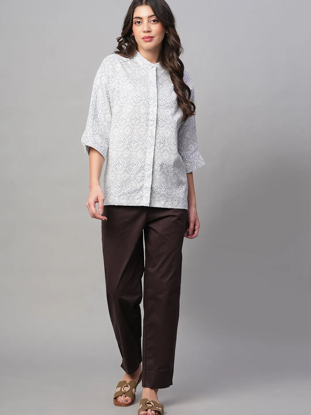 Women Cottonworld Tops & Shirts | Tops & Shirts^Women's Linen Viscose Regular Fit Blouse