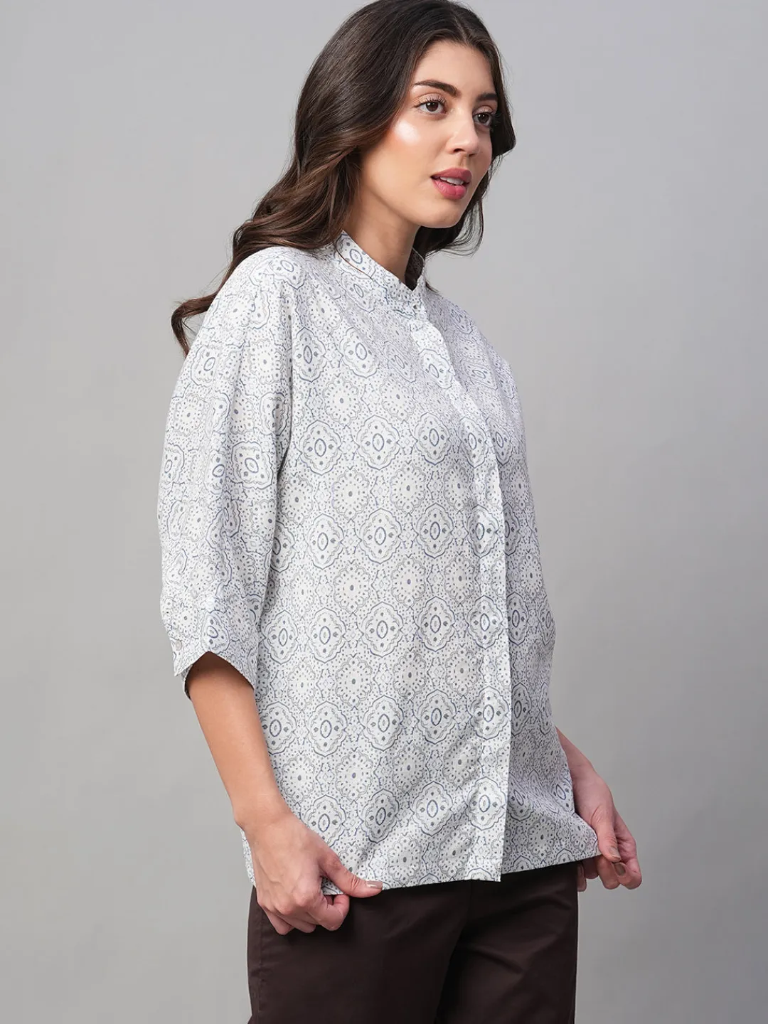 Women Cottonworld Tops & Shirts | Tops & Shirts^Women's Linen Viscose Regular Fit Blouse