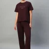 Women Cottonworld Loungewear^Women's 100% Cotton Regular Fit Knit Tshirt-Pyjama Set