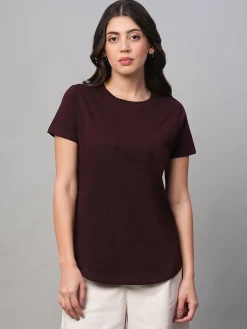 Women Cottonworld Round Neck | Regular Fit^Women's 100% Cotton Regular Fit Tshirt