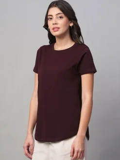 Women Cottonworld Round Neck | Regular Fit^Women's 100% Cotton Regular Fit Tshirt