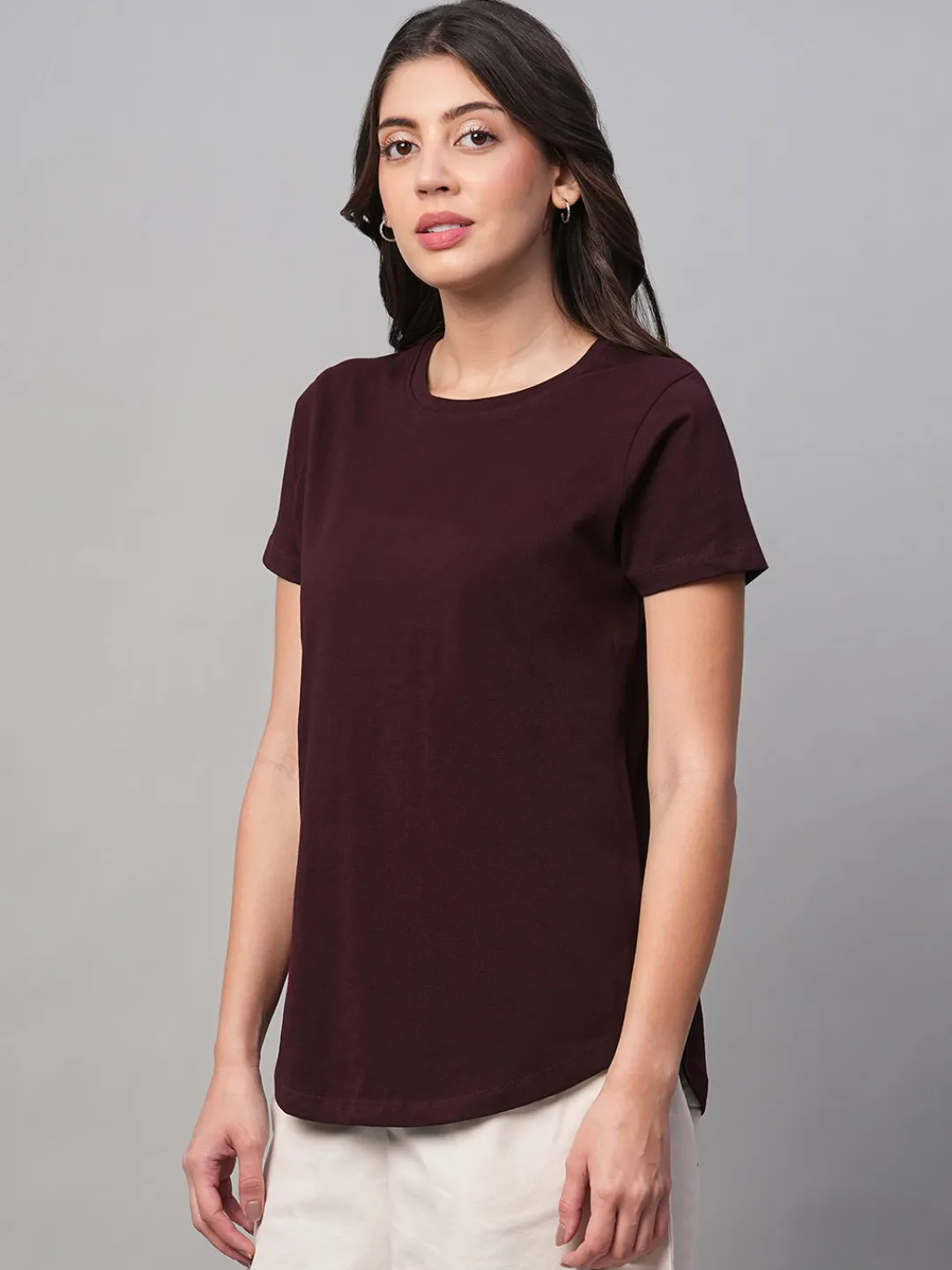 Women Cottonworld Round Neck | Regular Fit^Women's 100% Cotton Regular Fit Tshirt