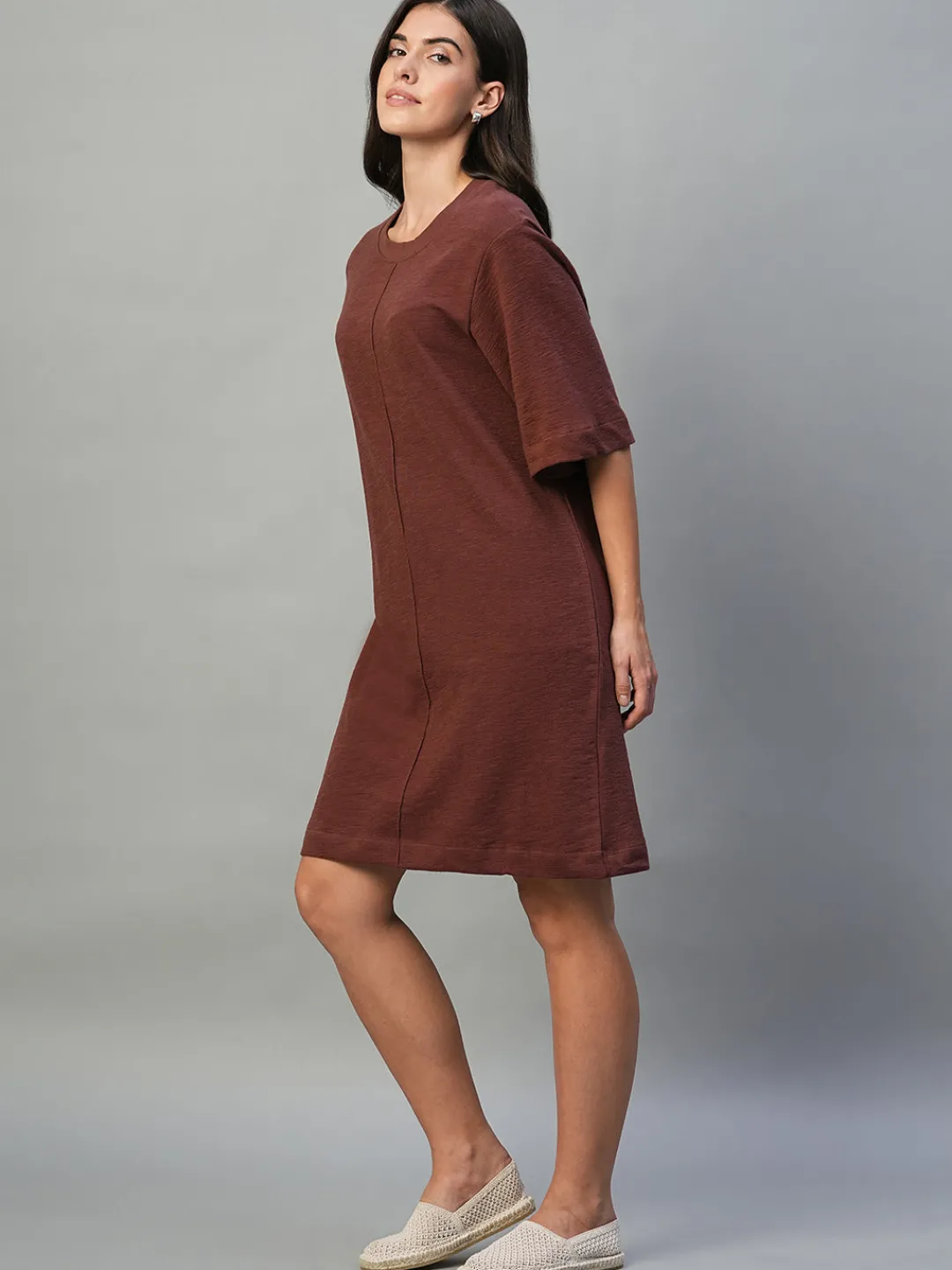 Women Cottonworld Dresses^Women's 100% Cotton Regular Fit Knit Dress