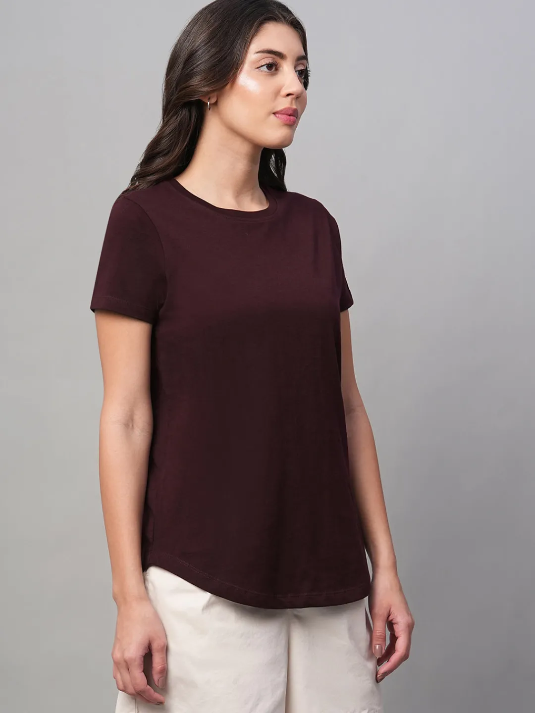 Women Cottonworld Round Neck | Regular Fit^Women's 100% Cotton Regular Fit Tshirt