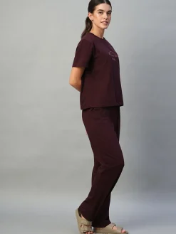 Women Cottonworld Loungewear^Women's 100% Cotton Regular Fit Knit Tshirt-Pyjama Set