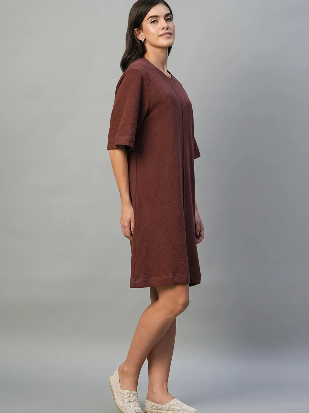Women Cottonworld Dresses^Women's 100% Cotton Regular Fit Knit Dress