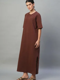 Women Cottonworld Dresses^Women's Cotton Elastane Regular Fit Knit Dress