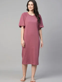 Women Cottonworld Dresses^Women's Cotton Loose Fit Knit Dress