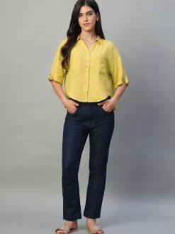 Women Cottonworld Tops & Shirts | Tops & Shirts^Women's 100% Linen Boxy Fit Blouse