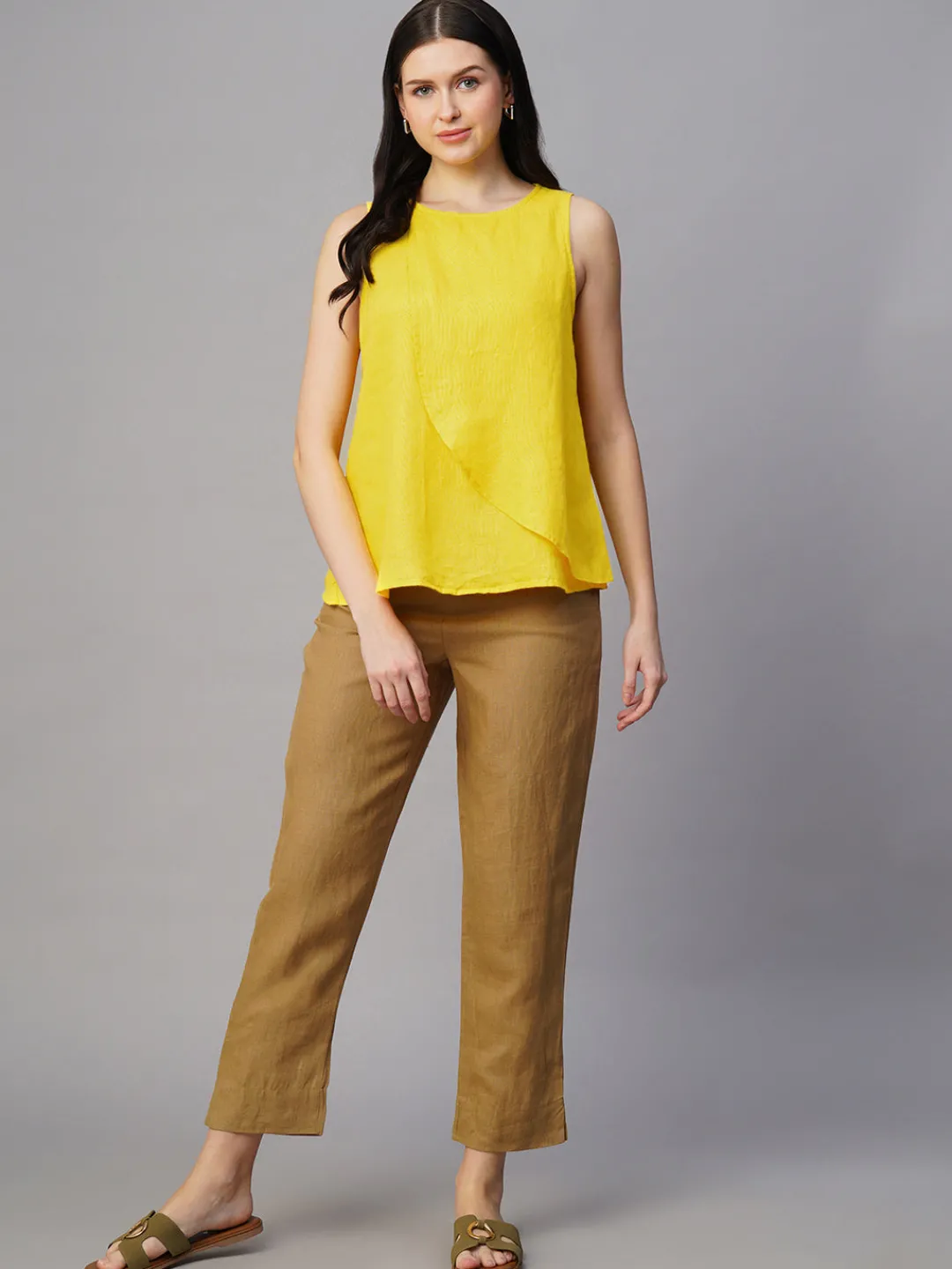 Women Cottonworld Tops & Shirts | Tops & Shirts^Women's 100% Linen Regular Fit Blouse