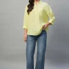Women Cottonworld Tops & Shirts | Tops & Shirts^Women's 100% Linen Regular Fit Blouse