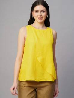 Women Cottonworld Tops & Shirts | Tops & Shirts^Women's 100% Linen Regular Fit Blouse