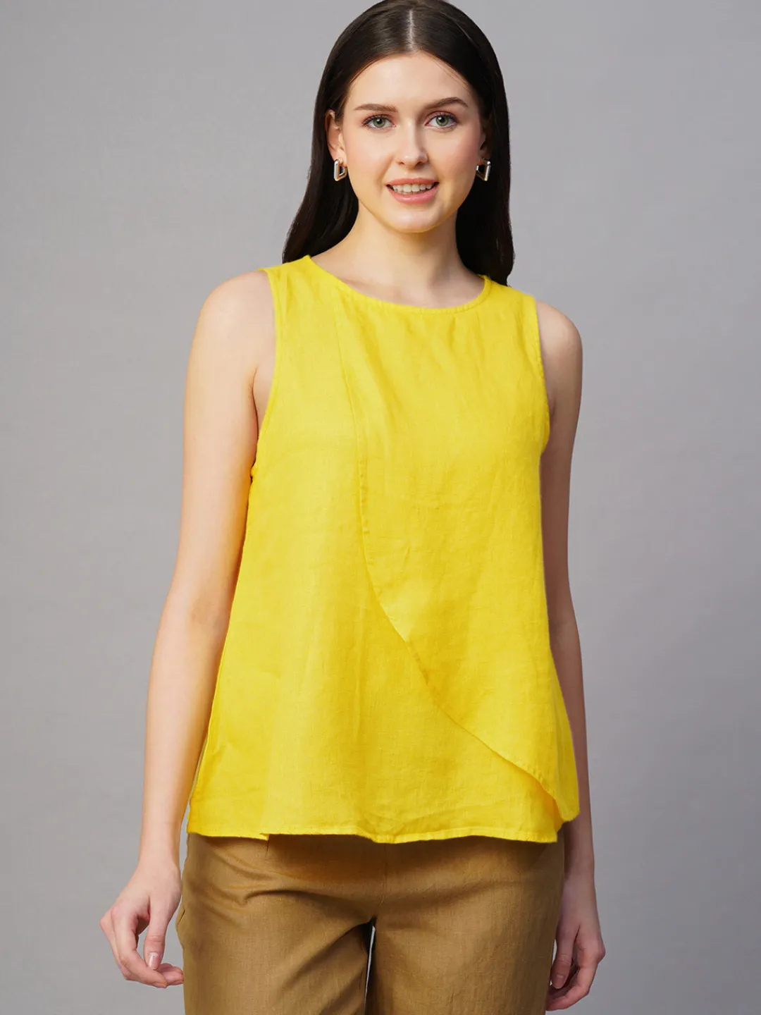 Women Cottonworld Tops & Shirts | Tops & Shirts^Women's 100% Linen Regular Fit Blouse