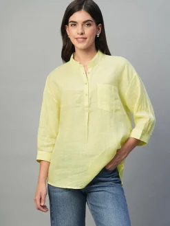 Women Cottonworld Tops & Shirts | Tops & Shirts^Women's 100% Linen Regular Fit Blouse
