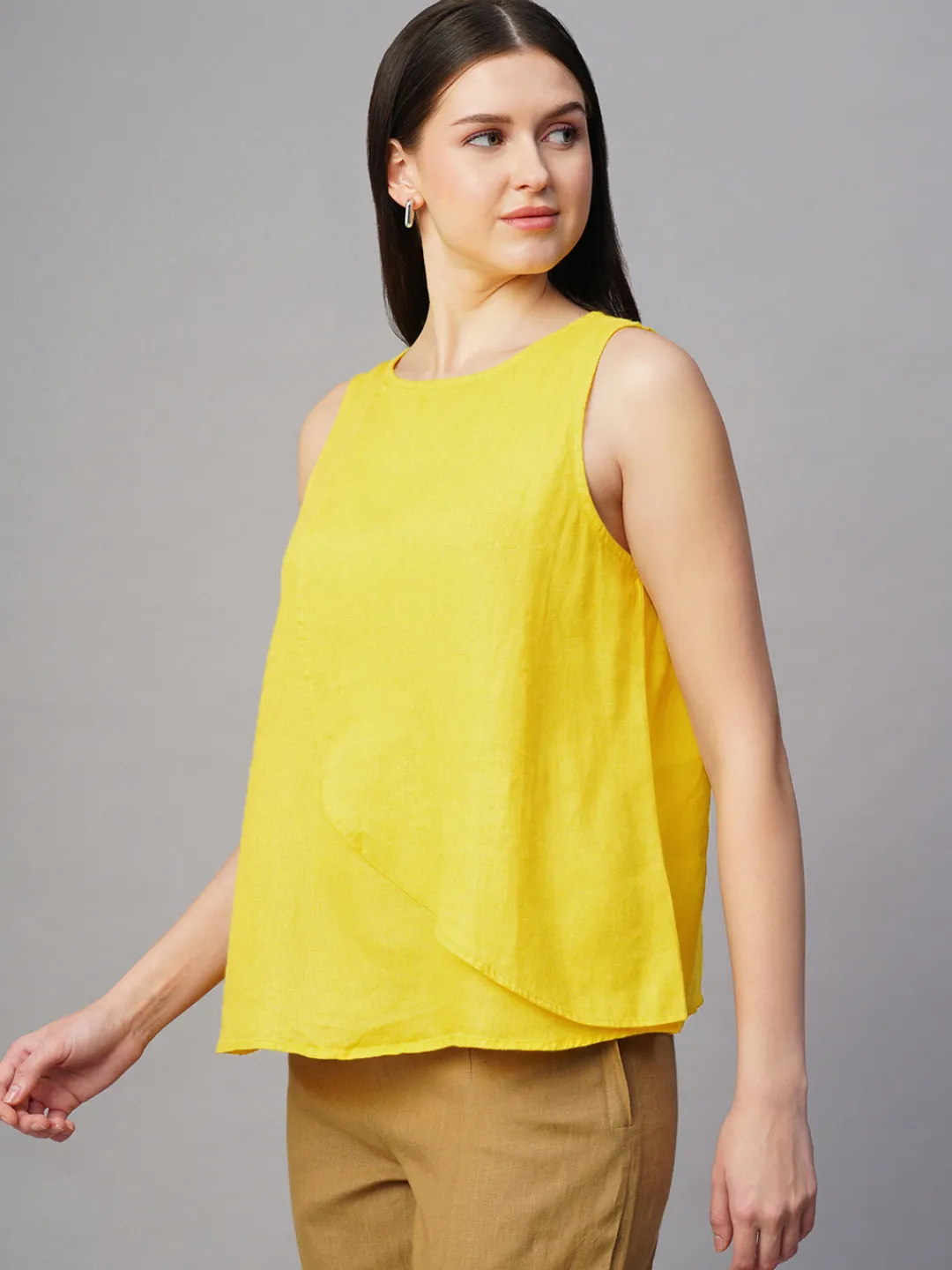 Women Cottonworld Tops & Shirts | Tops & Shirts^Women's 100% Linen Regular Fit Blouse