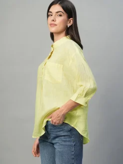 Women Cottonworld Tops & Shirts | Tops & Shirts^Women's 100% Linen Regular Fit Blouse