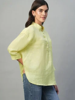 Women Cottonworld Tops & Shirts | Tops & Shirts^Women's 100% Linen Regular Fit Blouse