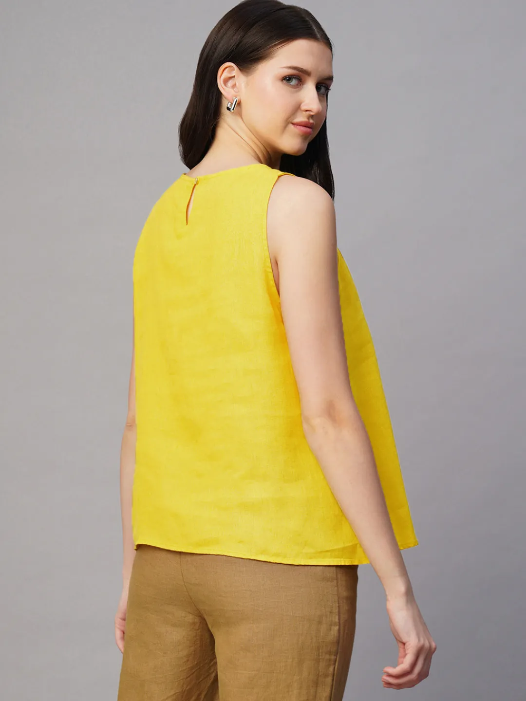 Women Cottonworld Tops & Shirts | Tops & Shirts^Women's 100% Linen Regular Fit Blouse