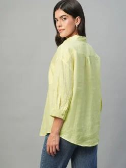 Women Cottonworld Tops & Shirts | Tops & Shirts^Women's 100% Linen Regular Fit Blouse