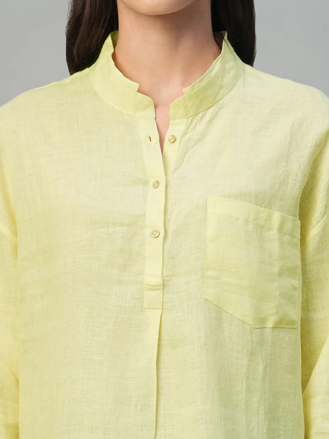 Women Cottonworld Tops & Shirts | Tops & Shirts^Women's 100% Linen Regular Fit Blouse