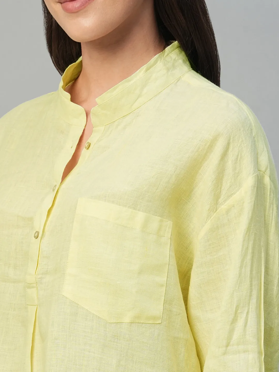 Women Cottonworld Tops & Shirts | Tops & Shirts^Women's 100% Linen Regular Fit Blouse