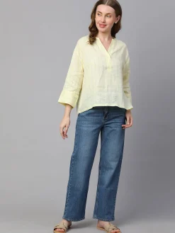 Women Cottonworld Tops & Shirts | Tops & Shirts^Women's Linen Boxy Fit Blouse