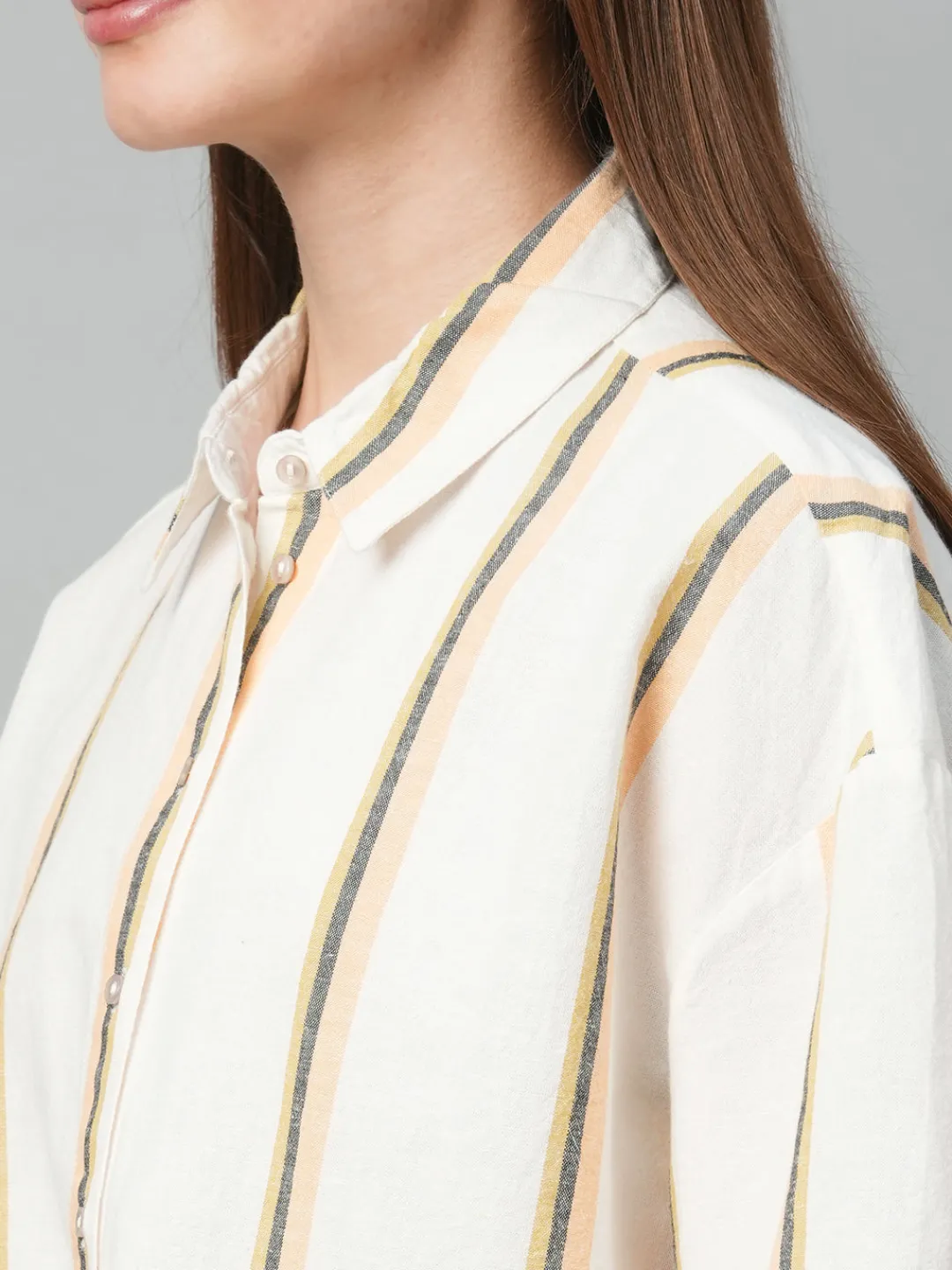 Women Cottonworld Tops & Shirts | Tops & Shirts^Women's Yellow Striped Linen Top